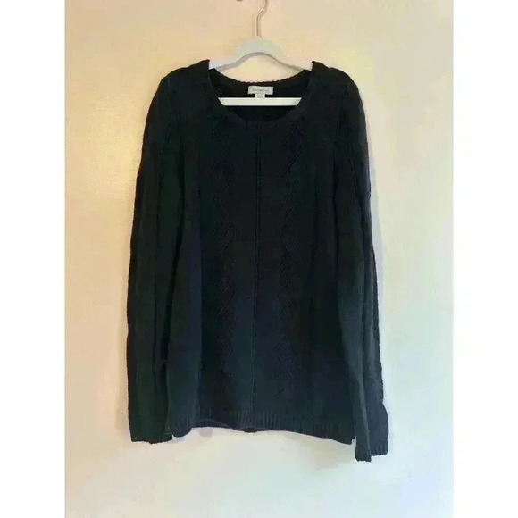 Garnet Hill Black Cashmere Pointelle-Detail Pullover Size Small - Picture 1 of 6